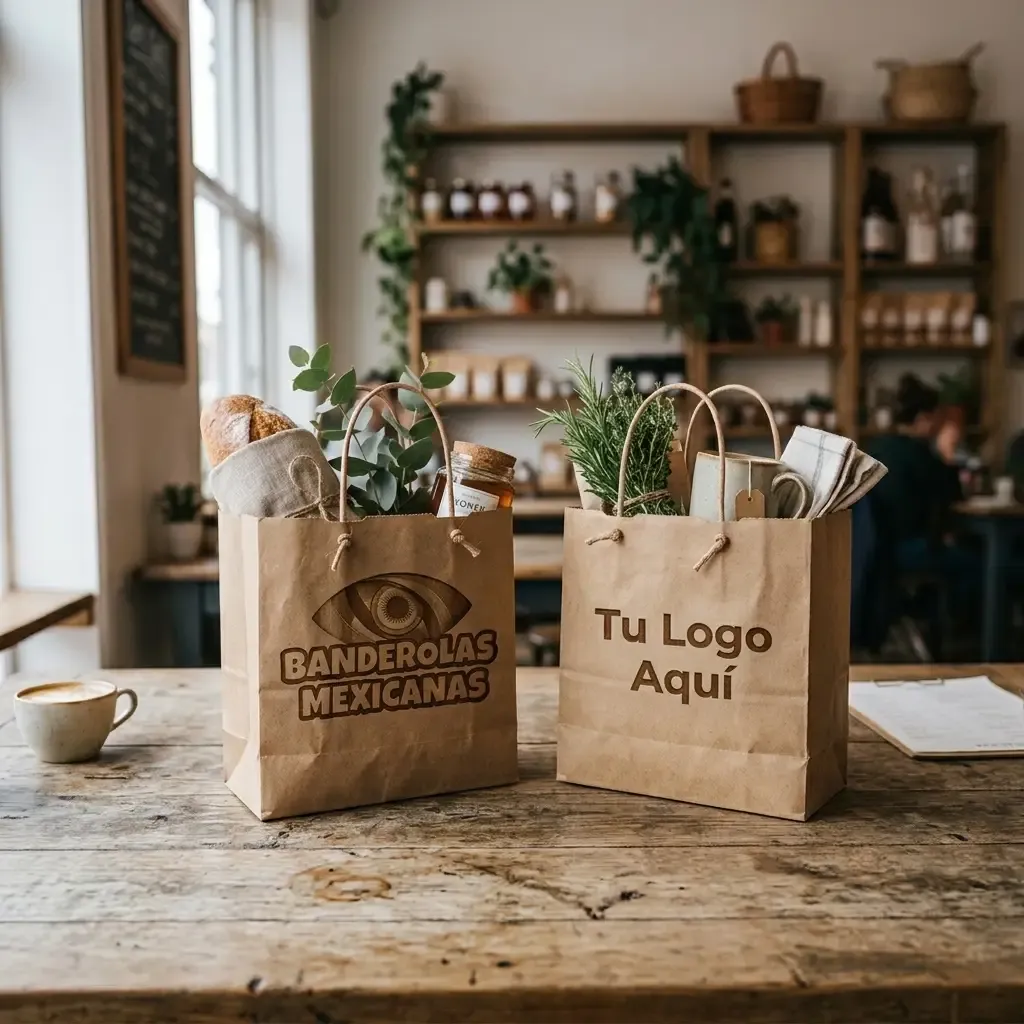 Bolsas Kraft Personalizadas — Banderolas Mexicanas