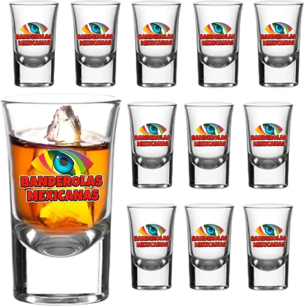 Vasos Tequileros Personalizados — Banderolas Mexicanas